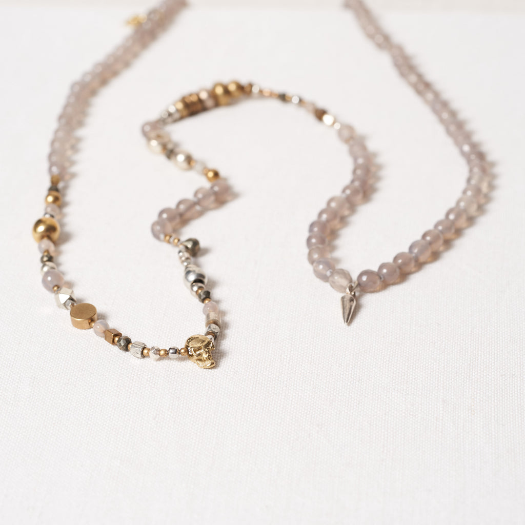 Sarah necklace with agathe beads and mixed metals