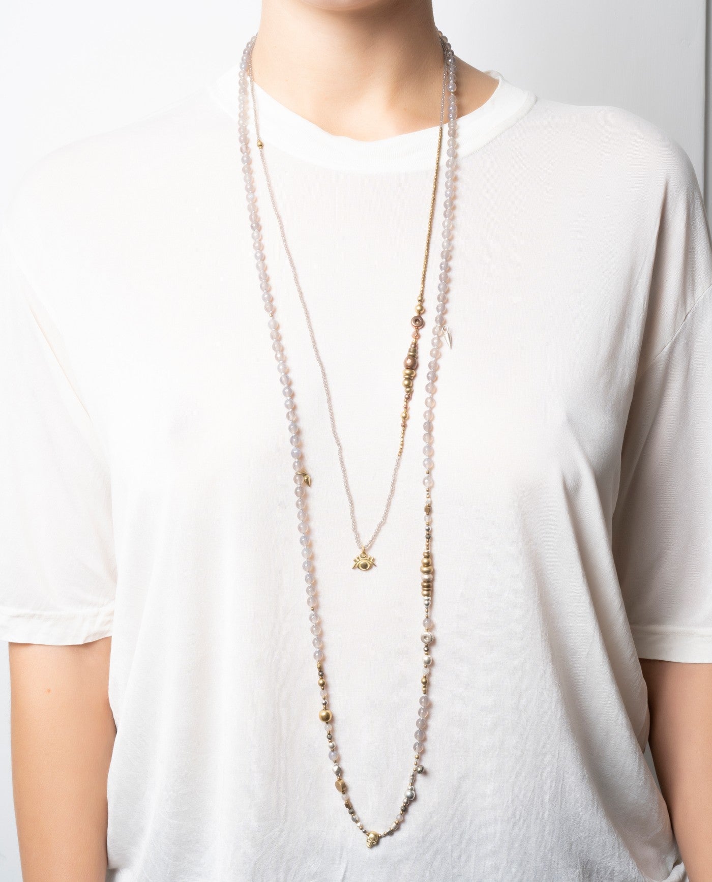 Sarah necklace with agathe beads and mixed metals